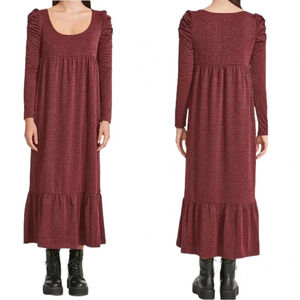 Betsey Johnson Sparkle Metallic Rib Midi Dress Wine Size S NWT